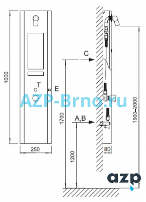 Автоматическая сенсорная душевая панель AUS 3 AZP Brno Чехия (фото, схема) Автоматическая сенсорная душевая панель AUS 3 AZP Brno Чехия (фото, схема)